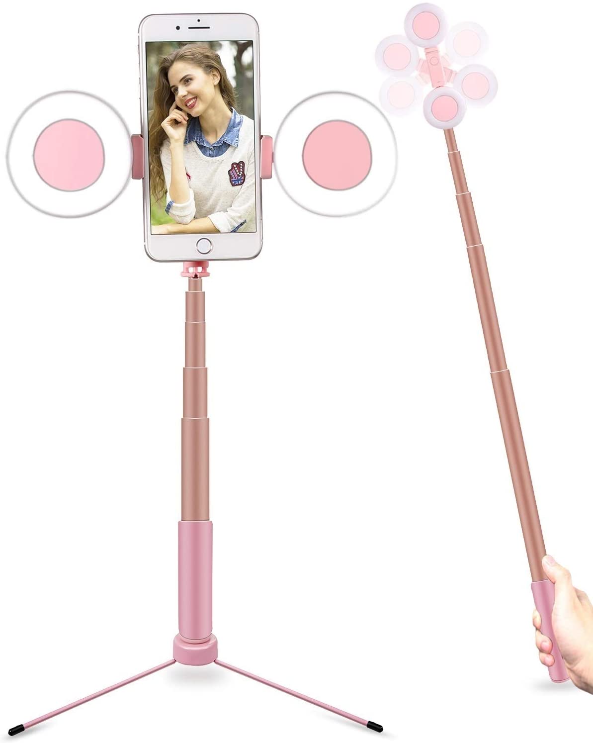 IEGrow 3in1 Ringlicht mit Ständer Rosa