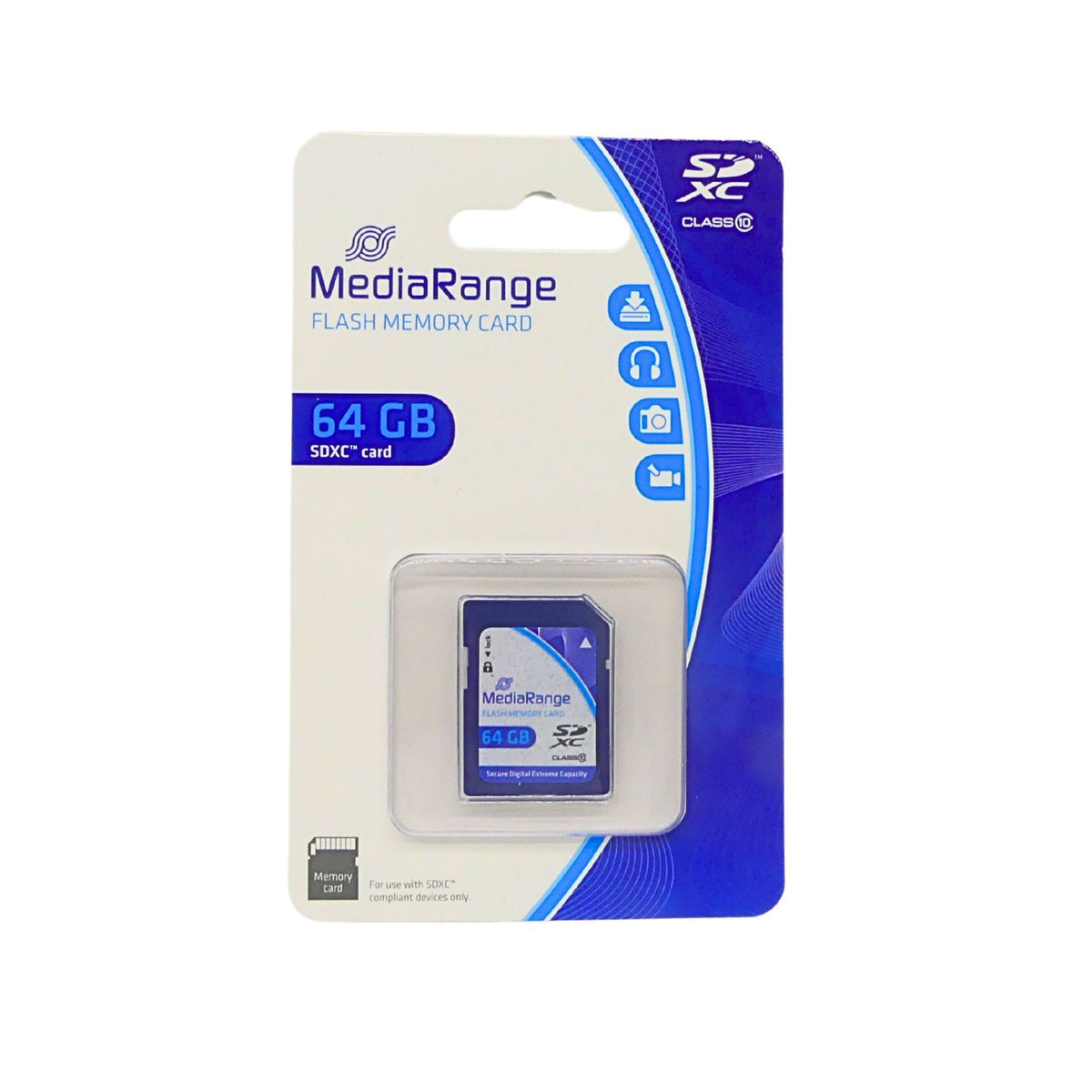 1x MediaRange SDXC Speicherkarte 64 GB