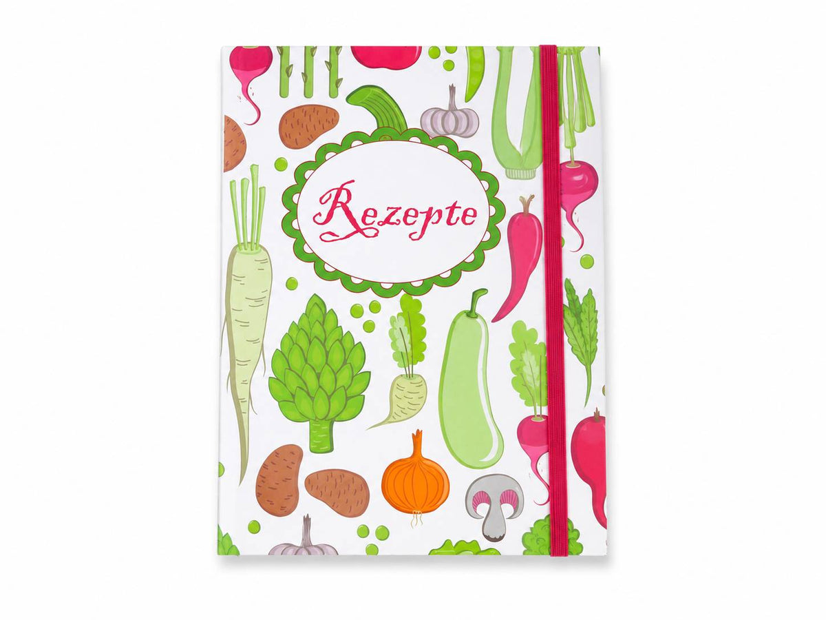 PAGNA Rezeptnotizbuch „Gemüse“ A5 – 192 Seiten Kariert, Mit Gummibandverschluss