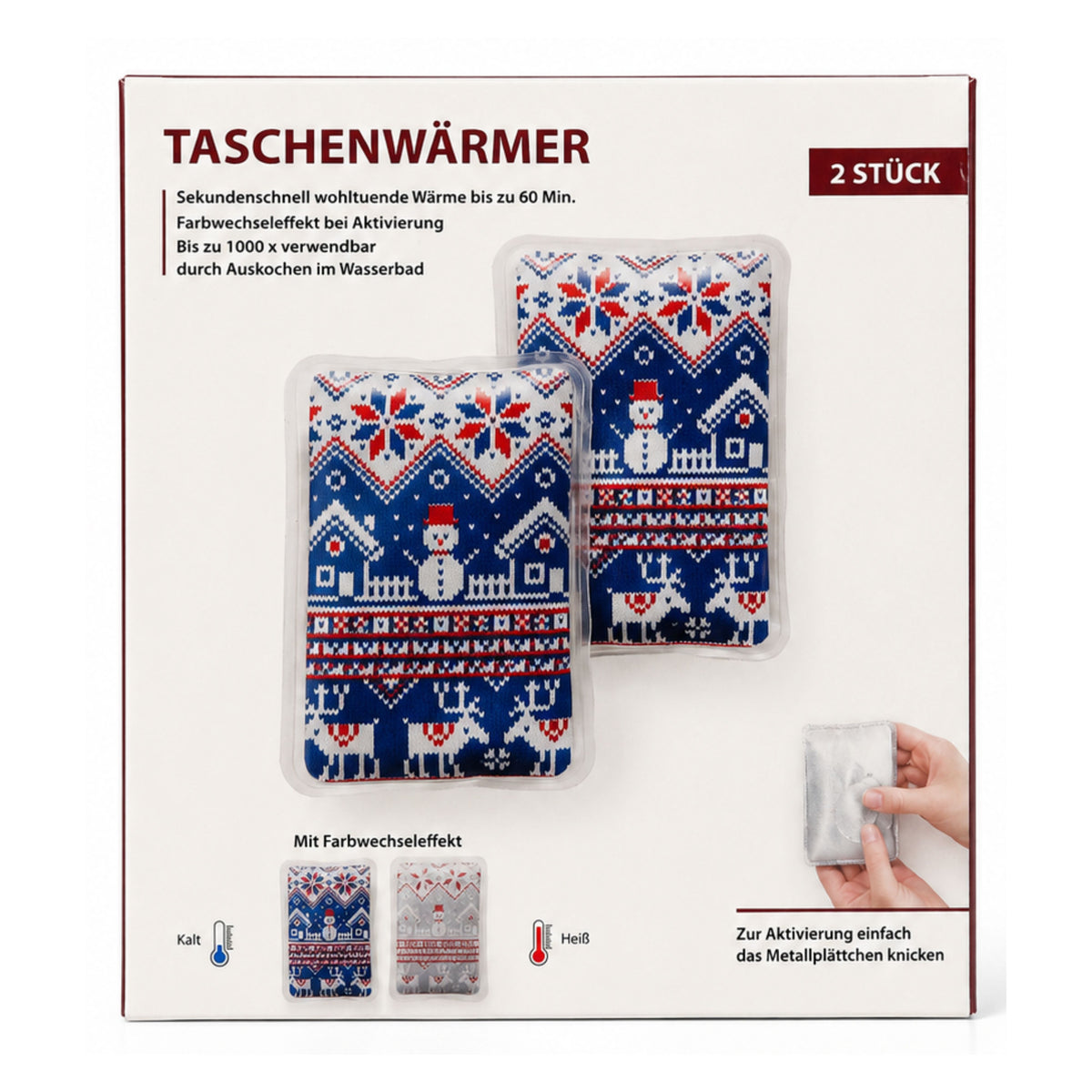 Taschenwärmer 2er-Set – Wiederverwendbar Mit Wintermotiv