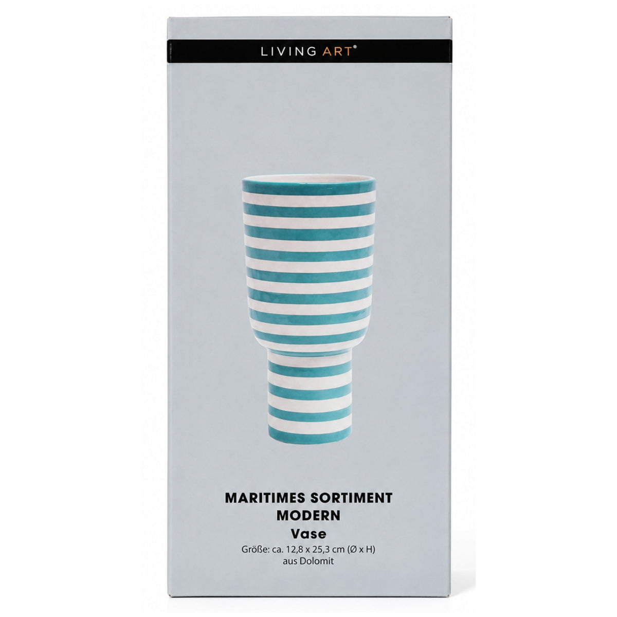 LIVING ART Vase – Maritimes Sortiment Modern – Türkis/Weiß