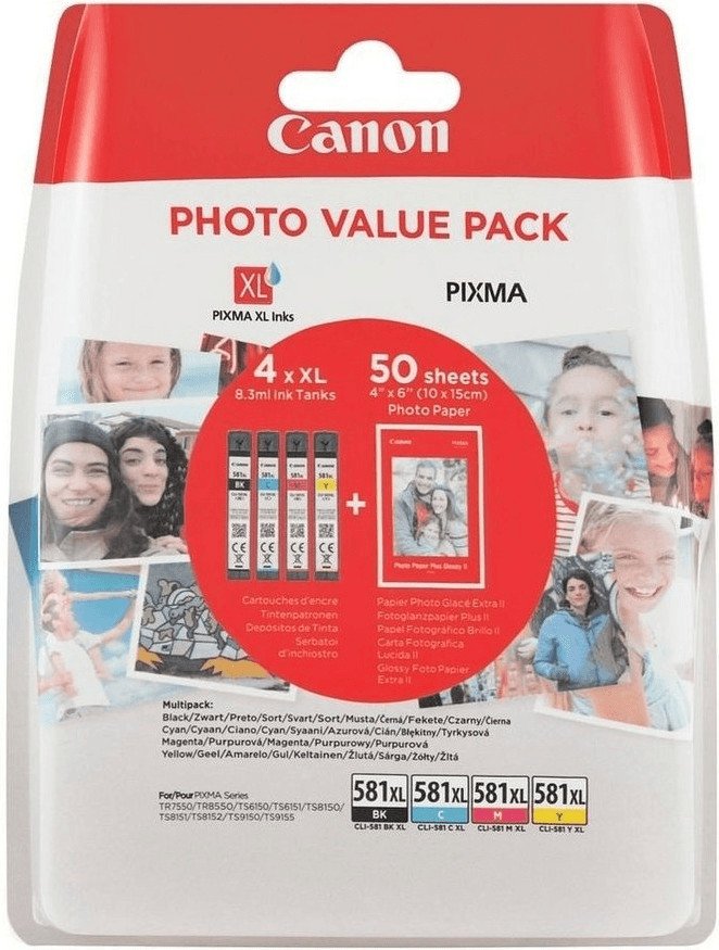 Canon CLI-581BKXL, CLI-581CXL, CLI-581MXL, CLI-581YXL Tintenpatrone in Farbe tri-color
