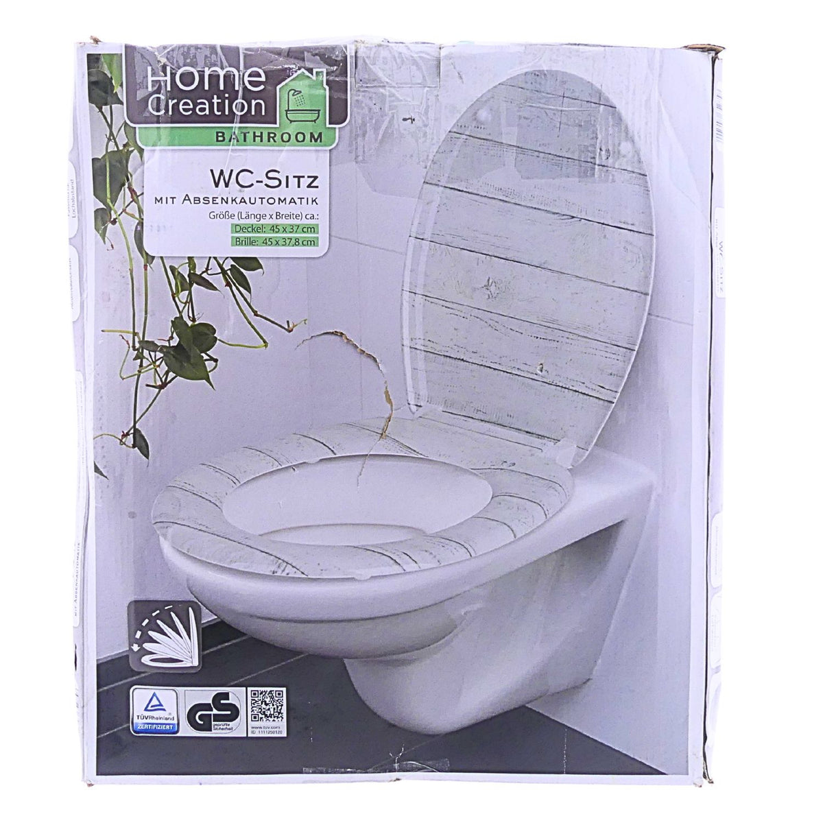 HomeCreation WC-Sitz Mit Absenkautomatik Birkenoptik Passend Für Handelsübliche WCs – Neu Umverpackt