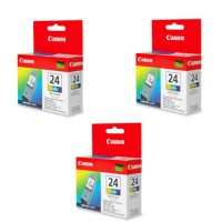 3x Original Canon Tinten Patrone BCI-24 farbig für I 250 350 450 Pixma 410 2000
