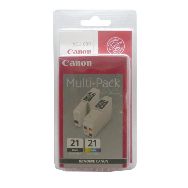 Original Canon Tinten Patrone BCI-21 Multipack schwarz+color für BJC 400 455 2100 4000