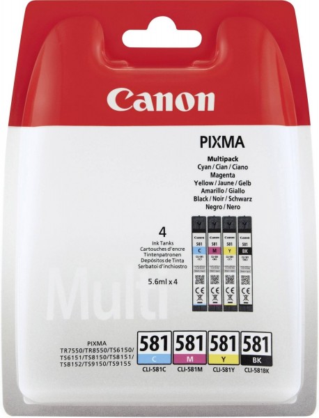 Original Canon Tinte CLI-581 Tinte 4-farbig Multipack (2103C004)