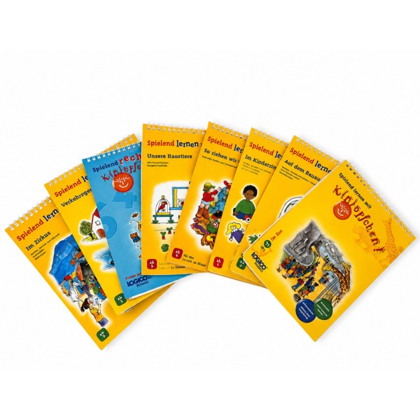 64454_„Spielend_lernen“_&_LOGICO_RONDO_–_Lernhefte-Set_–_8_verschiedene_Hefte