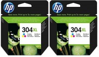 2 x Original HP 304 XL Tinte Patronen farbig DESKJET 3720 3730 3732 3733 MHD