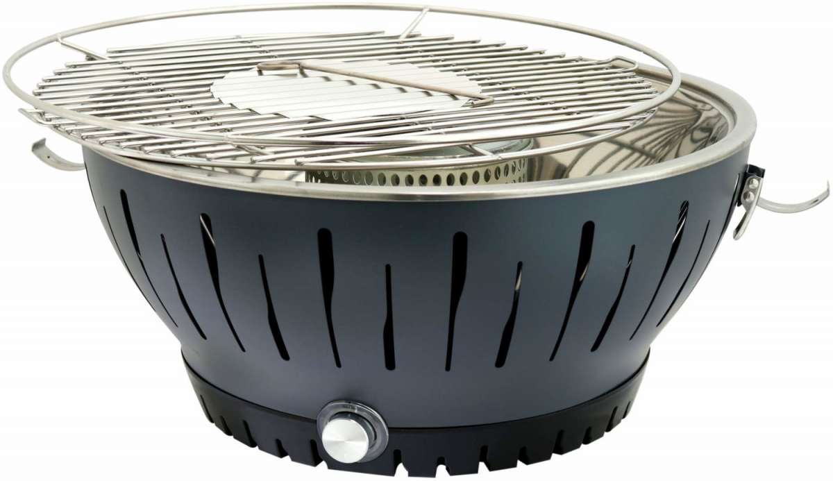 Kynast BBQ Tischgrill Holzkohle Grill Kohle rauchfrei ohne Rauch Blau