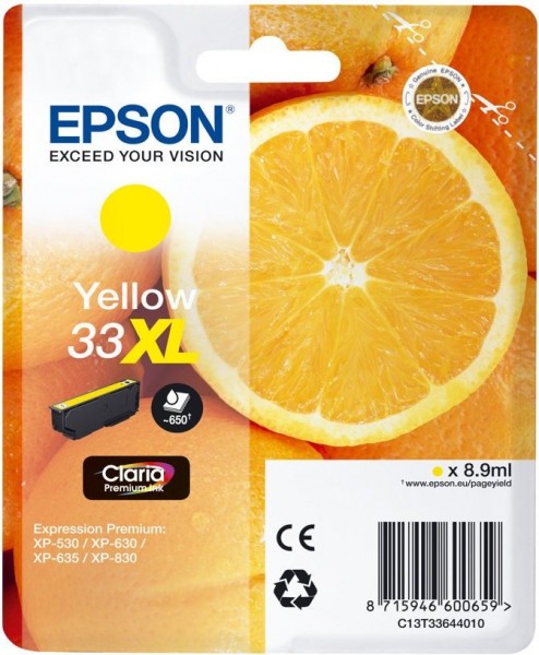 Original Epson Tinte Patrone 33XL gelb für Expression Home XP 530 630 635 830