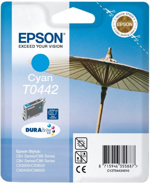 Original Epson Tinten Patrone T0442 cyan Stylus 64 66 84 3600 6400
