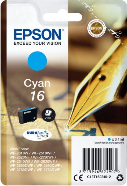 Original Epson Tinten Patrone 16 cyan für WorkForce 2540 2530 2010 2520 2500