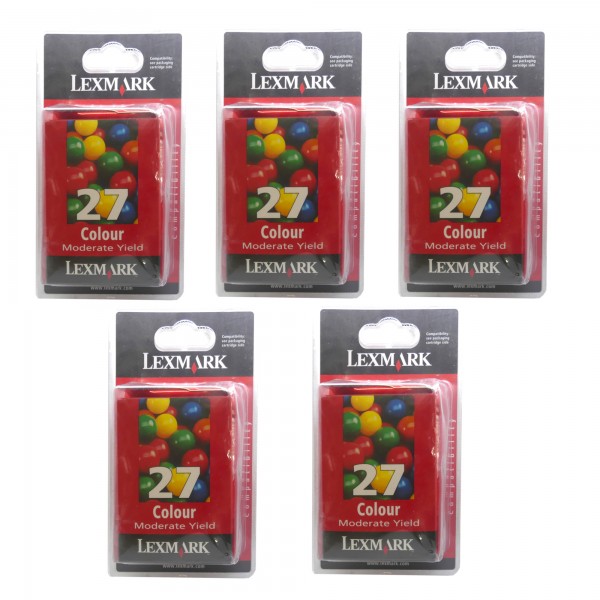 5x Original Lexmark Tinten Patronen 27 für Z617 Z640 Z645 I3 Z13 Z23 Z25 Z33 Z34 X74