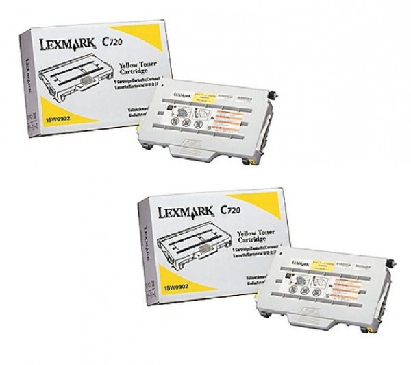 2x Original Lexmark Toner 15W0902 gelb für C 720 / X 720 Series oV