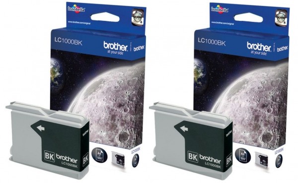 2x Original Brother Tinte Patrone LC-1000BK DCP 130C 330C 350C 357C 540cn 560cn