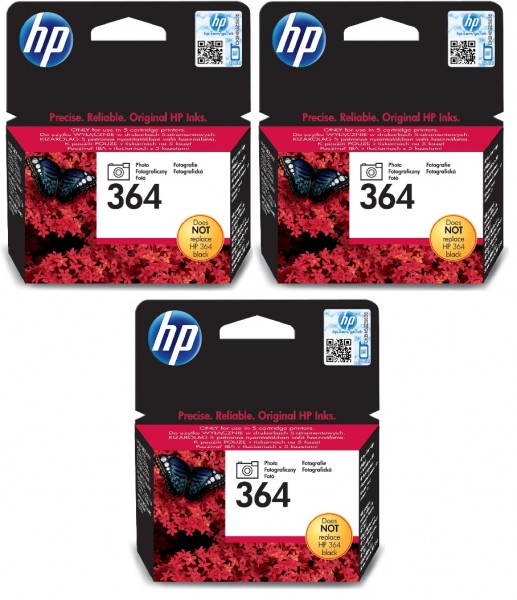 3x Original HP 364 Foto-schwarz Tinte Patrone für Deskjet D 5445 5460 MHD