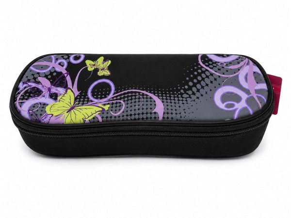 64250_BRUNNEN_Federmäppchen_–_Schmetterling-Design_–_Schwarz/Lila