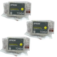 3x Original Epson Tinten Patrone T0454 gelb für Stylus 64 66 84 3600 6400 Blister