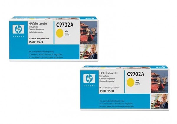 2x Original HP Toner C9702A gelb für LaserJet Color 1500 2500 Series