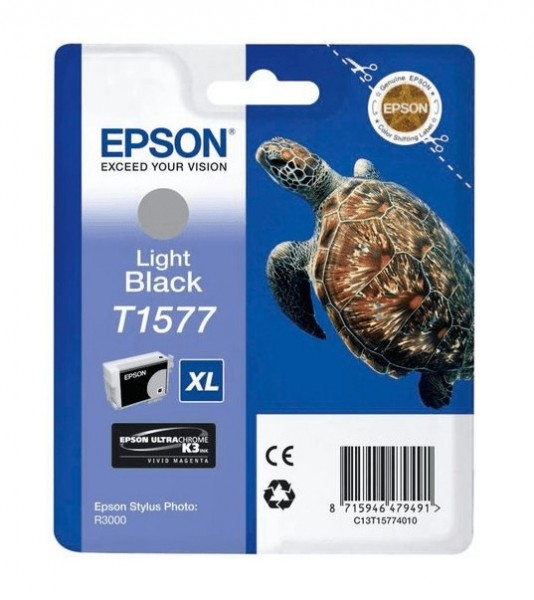 Original Epson Tinte Patrone T1577 XL hell schwarz für Stylus Photo R3000
