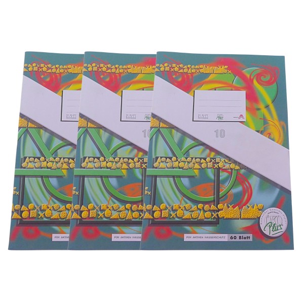 64237_3x_ÖKO_Plus_Schulheft_A4_–_Lineatur_10,_60_Blatt