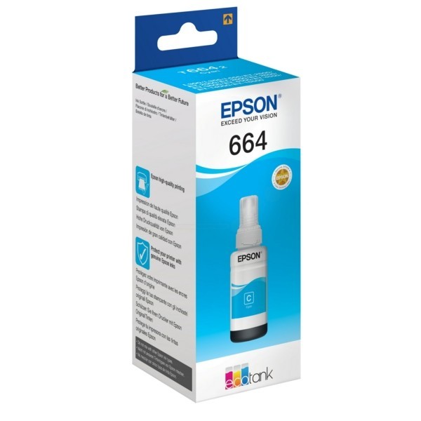 Original Epson Tinten Patrone T664 cyan für EcoTank 100 200 25 2500 2600 3600 4500 4550