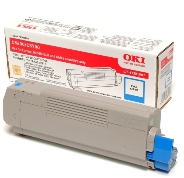 25763_Original_OKI_Toner_43381907_cyan_für_C5600_C5700_Neutrale_Schachtel