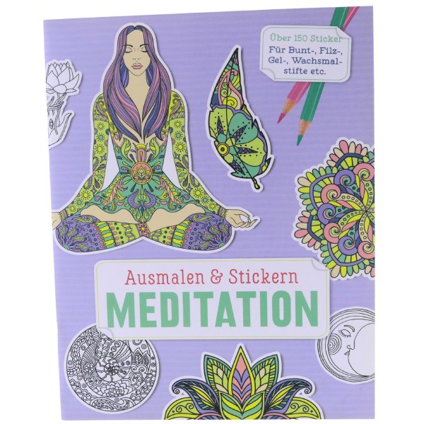 59136_Ausmalen_&_Stickern:_Meditation:_Über_150_Sticker_für_Bunt-_Filz-_Gel-_Wachsmalstifte_Buch_NEU