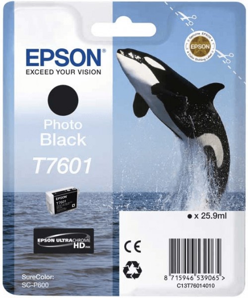 Original Epson Tinten Patrone T7601 fotoschwarz für SureColor SC-P 600