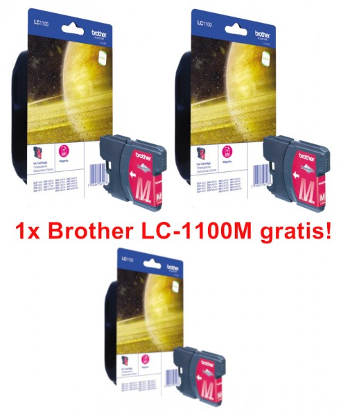 2x Original Brother Tinte Patrone LC-1100M magenta für DCP 185 383 385 387 395