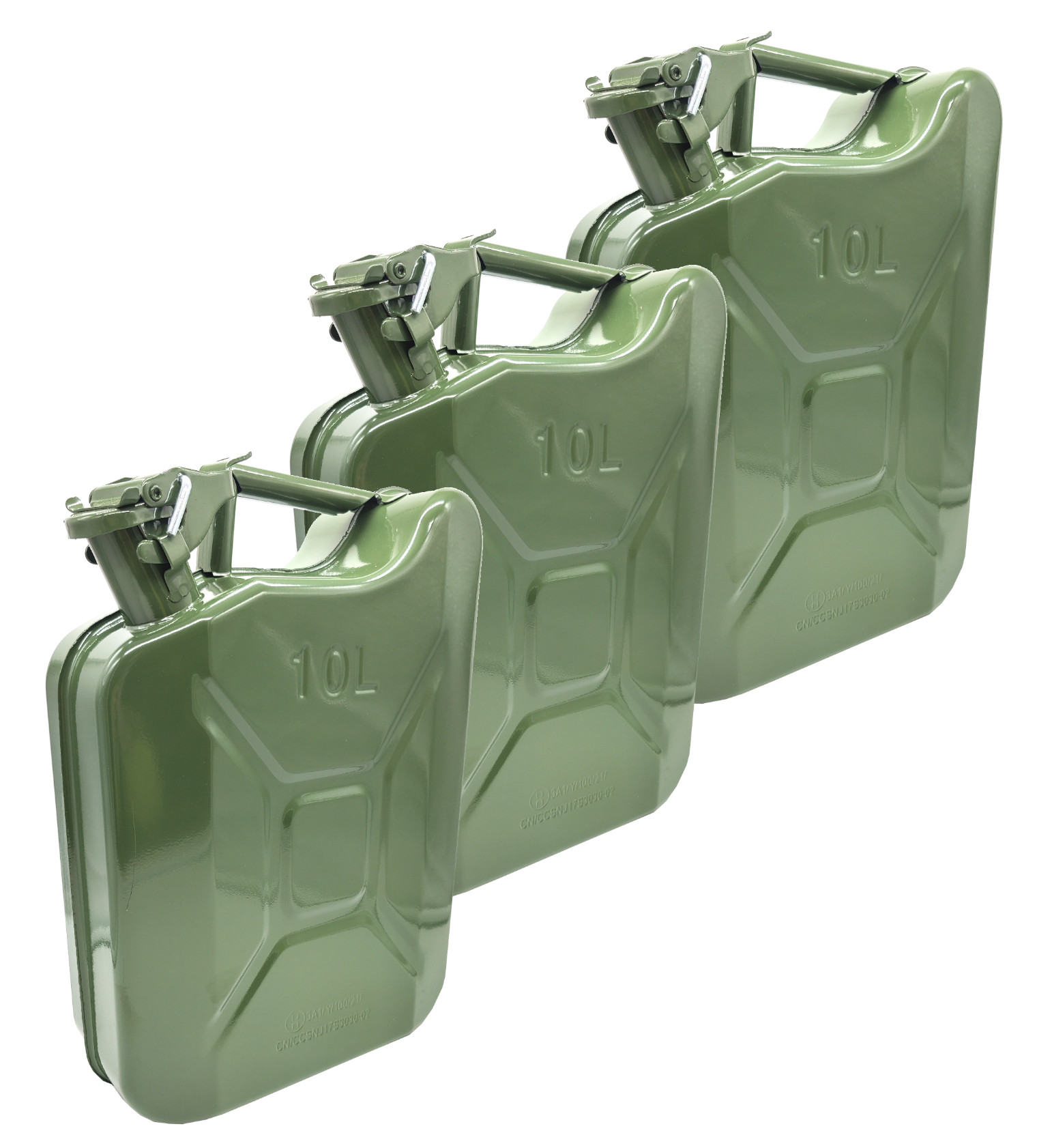 3x Metallkanister 10L Liter Benzinkanister Dieselkanister Ölkanister  Stahlblechkanister Metall grün