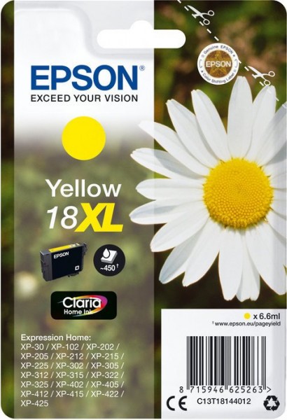 Original Epson Tinten Patrone 18XL gelb für Expression 30 102 202 205 305 405