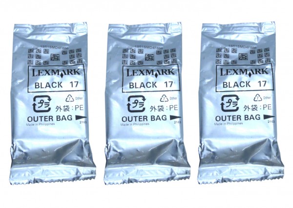 45536_3x_Original_Lexmark_Tinte_Patrone_17_schwarz_für_X_1110_1130_2225_Z_13_23_25_611_612_Blister