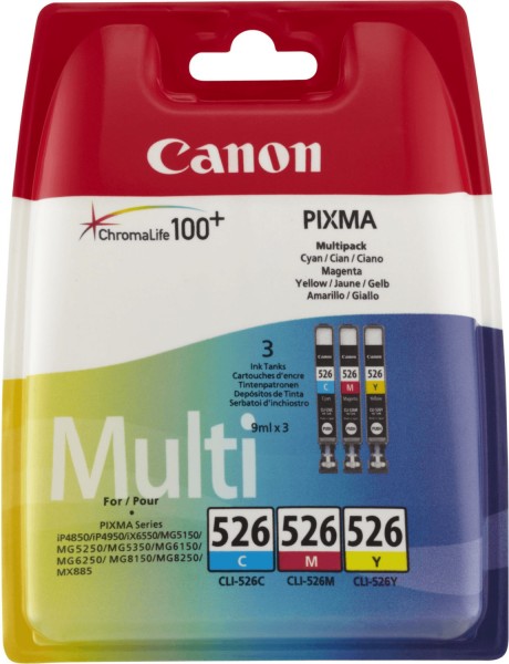Original Canon Tinten Patrone CLI-526 Multipack 3-farbig für Pixma 4850 6520 5150 5300