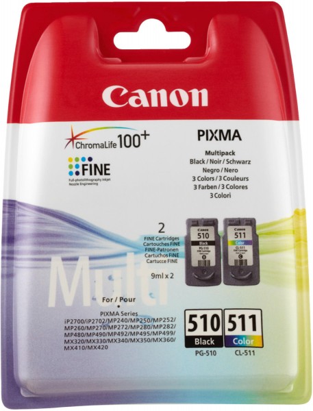 Original Canon Tinte Patrone PG-510/CL-511 schwarz/farbig für Pixma 230 235 240 2700 2770
