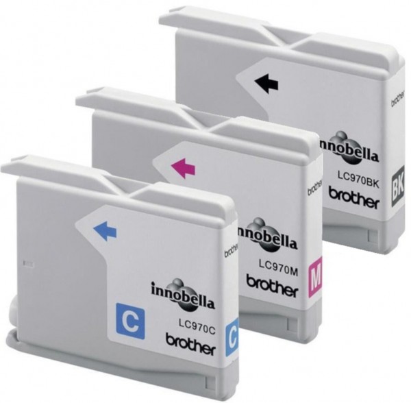 3x Original Brother Tinte LC-970BK/C/M für DCP 135 150 153 157 MFC 235 260