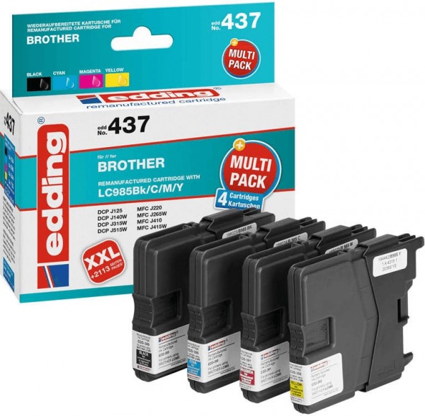 Original Edding Tinte Patrone 437 für Brother LC985 Multi DCP-J 125 140 315 515