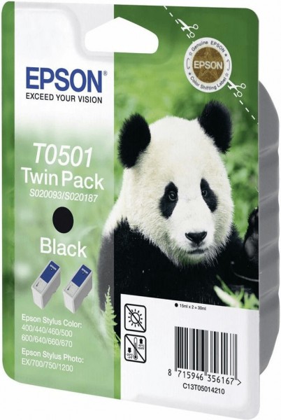 Original Epson Tinten Patrone T0501 Twinpack für Stylus Color Photo 400 700 1200 2000