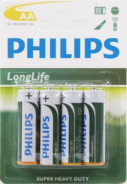 12 x 4 Philips AA LongLife Batterien 1.5 V