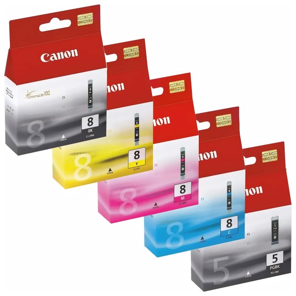63518_5x_Original_Canon_Tinten_Patronen_CLI-8_+_PG-5_5-farbig_für_IP_4200_5200_6600_6700_MP_530