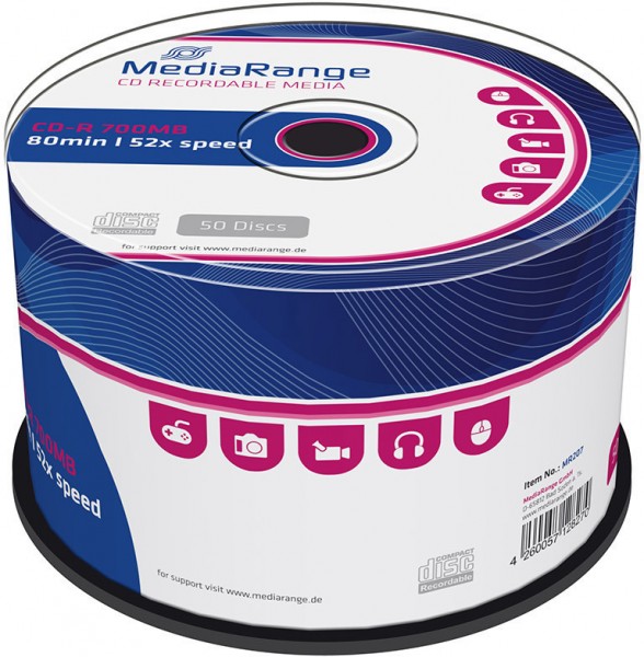 47330_MediaRange_50_x_CD-R_700_MB_CD-Rohlinge_Spindel