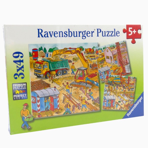 53106_Ravensburger_Puzzle_Beim_Hausbau_Baustelle_093076_3_x_49_Teile_21_x_21_cm_NEU_OVP