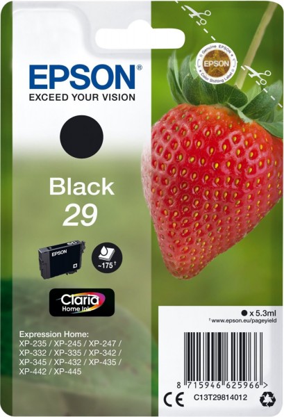 Original Epson 29 Tinte Patrone schwarz XP235 XP332 XP335 XP432 XP435 XP245 XP342